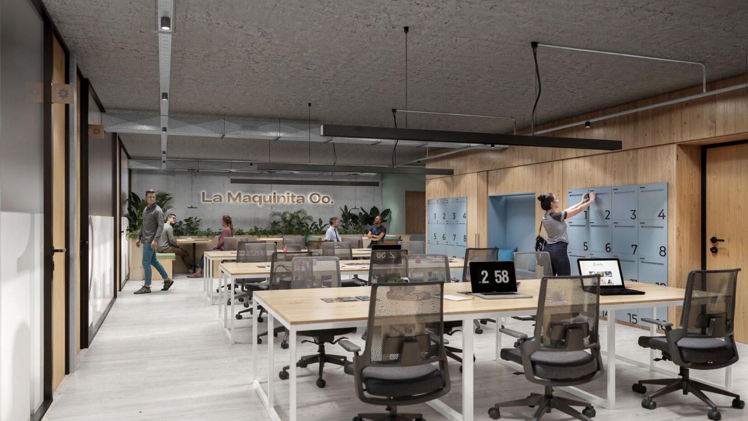 Render oficial del espacio de trabajo de La Maquinita Núñez